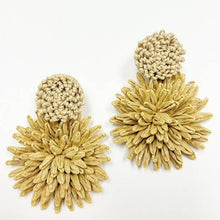 Load image into Gallery viewer, Double Floral Raffia Earrings
