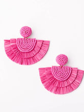 Load image into Gallery viewer, Corolla Raffia and Beaded Earrings
