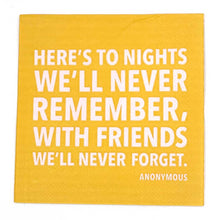 Load image into Gallery viewer, Beverage Napkins - To Nights We&#39;ll Never Remember
