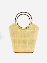Load image into Gallery viewer, Carmen Straw Bucket Bag with Bamboo Handles
