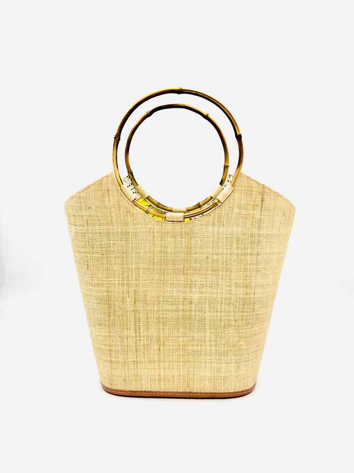 Carmen Straw Bucket Bag with Bamboo Handles