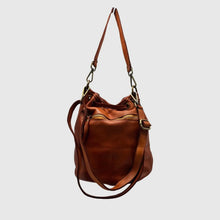 Load image into Gallery viewer, Annabella Camel Washed Leather Bucket Bag
