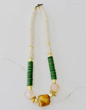 Load image into Gallery viewer, Coconut Wood &amp; Recycled Glass Bead Statement Necklace

