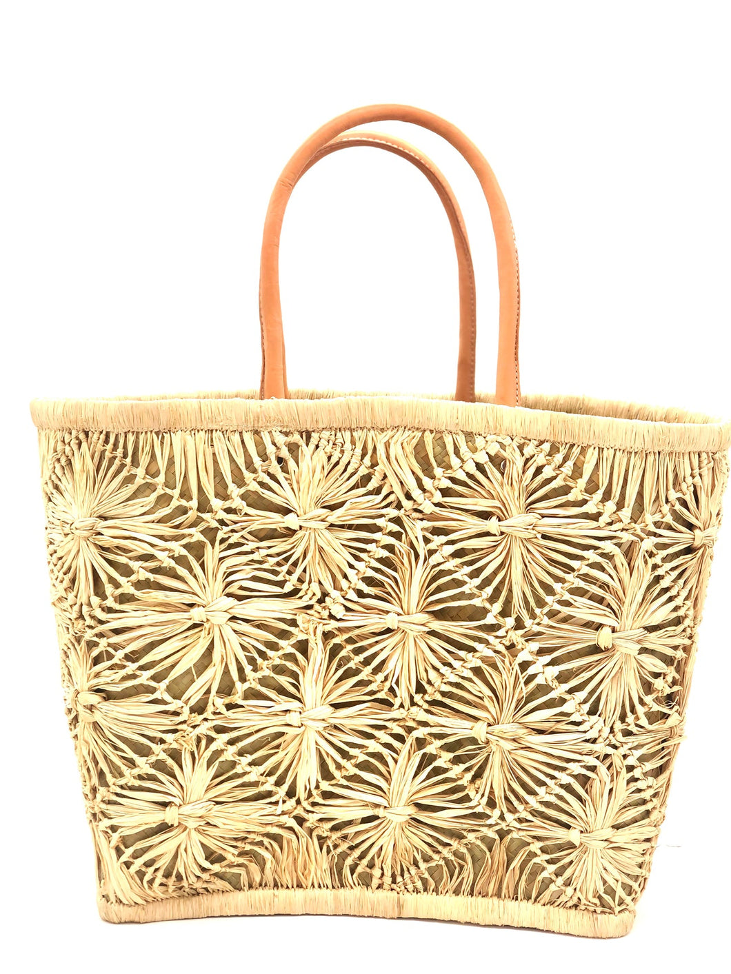 Macramé Diamond Straw Basket Bag