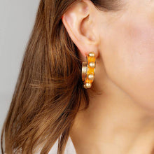 Load image into Gallery viewer, Jenna Chunky Enamel Studded Metal Hoop Earrings
