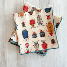 Load image into Gallery viewer, Cloth Beverage Napkins - Beetles | Set of Four
