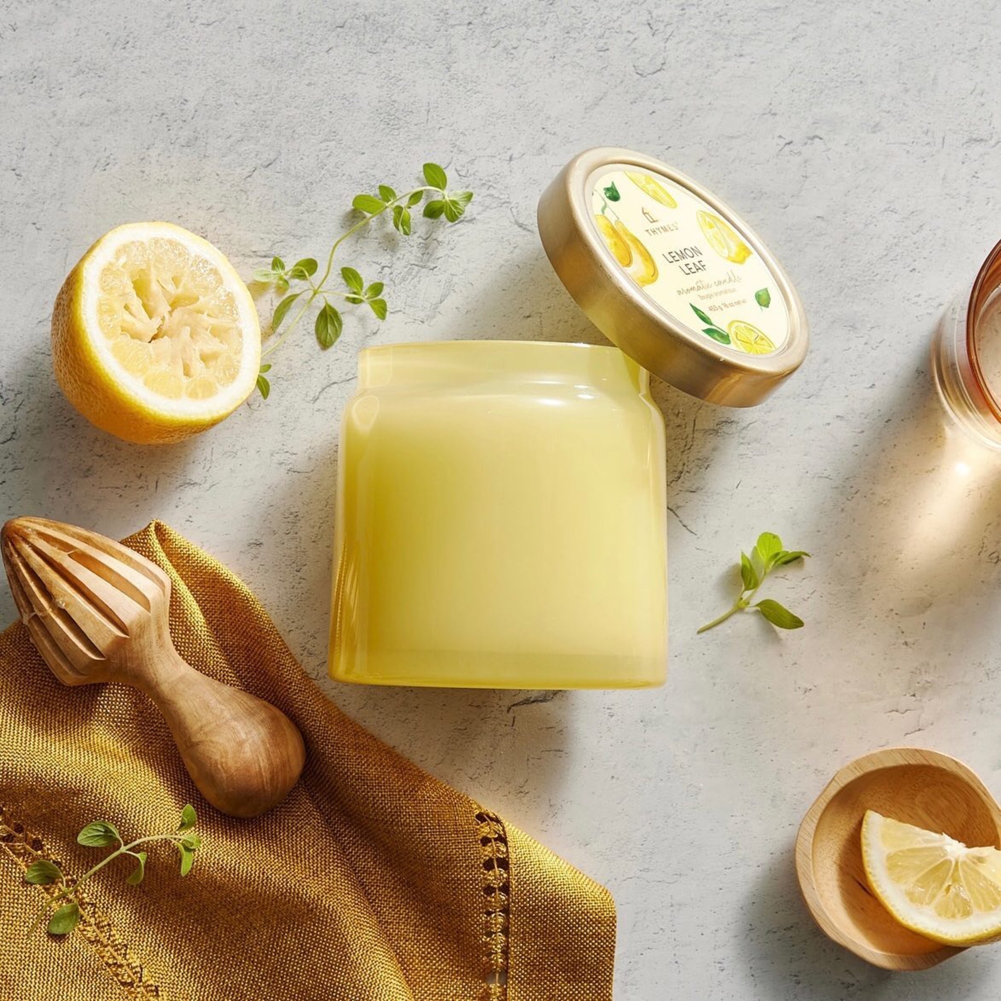 Thymes Lemon Leaf Statement Candle – Fringe (Benefits) Salon